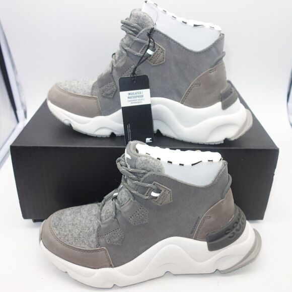 NEW Sorel Kinetic Caribou Waterproof Boots Women’s 6.5 Quarry Sea Salt - Picture 2 of 8